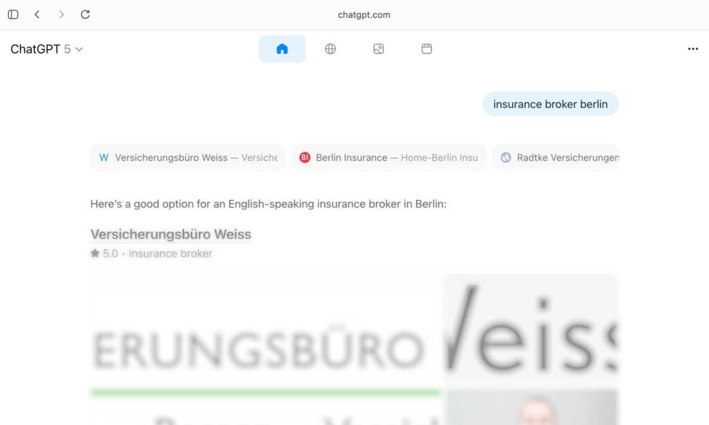 Example of a search for