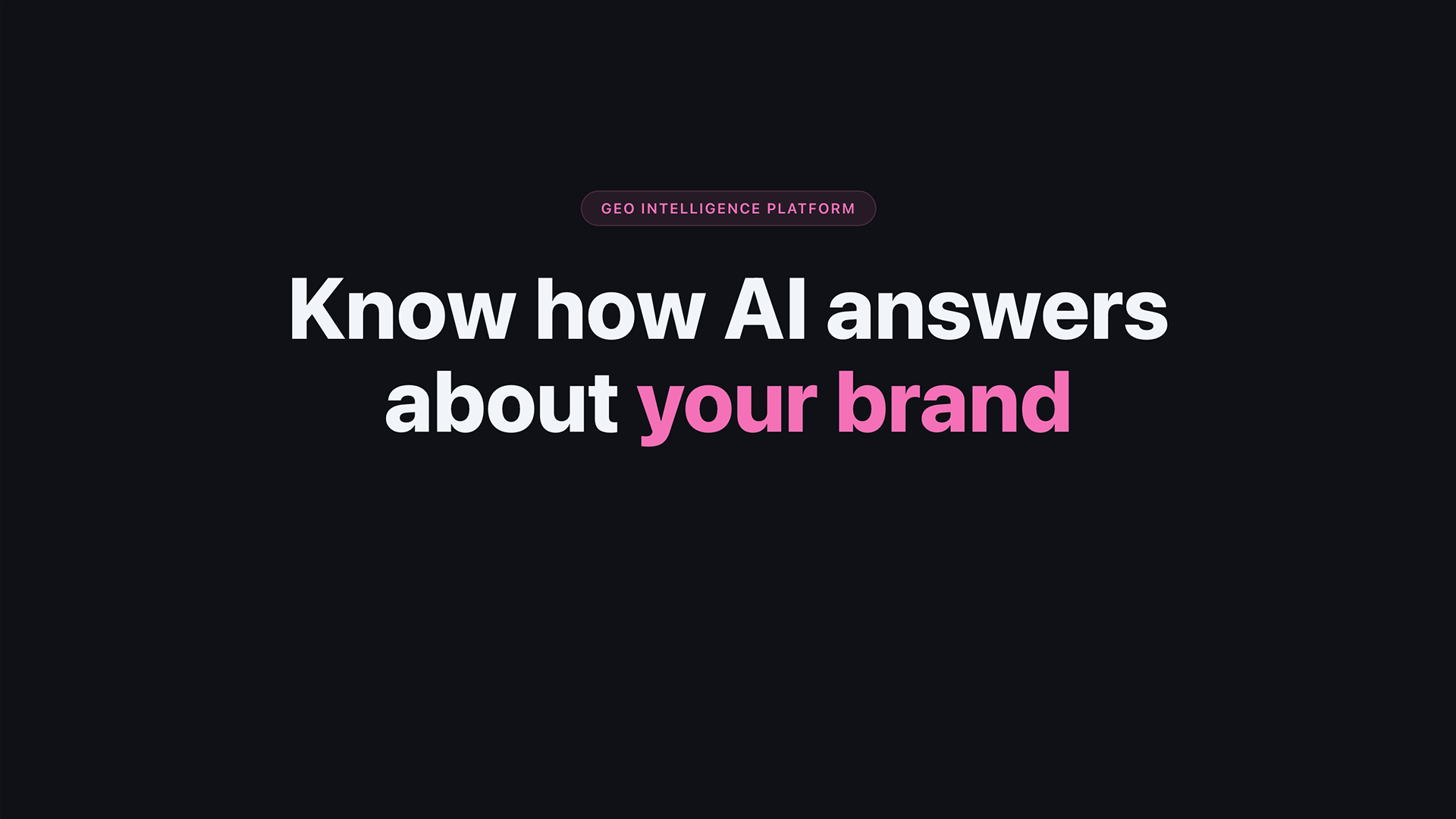 'Know how AI answers about your brand' on dark background