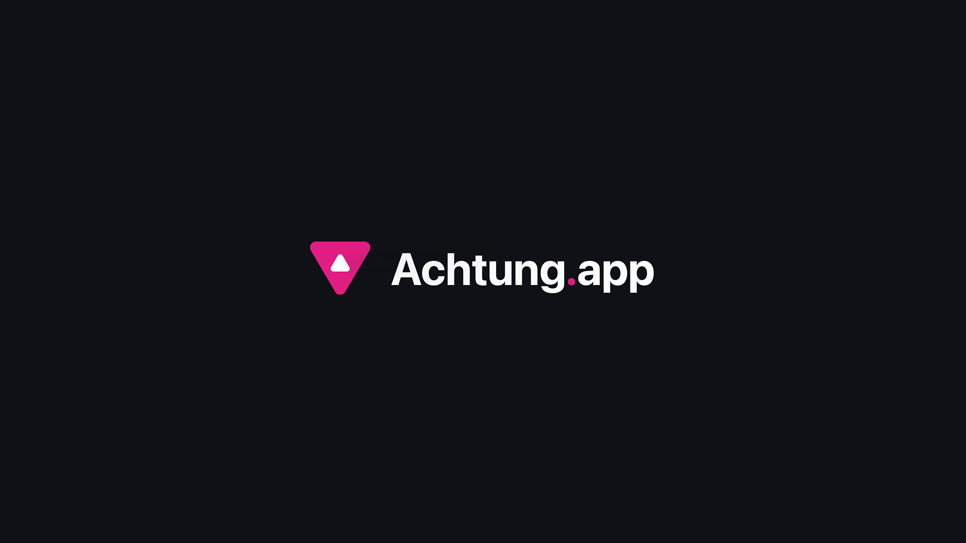 Achtung.app logo auf dunklem Hintergrund